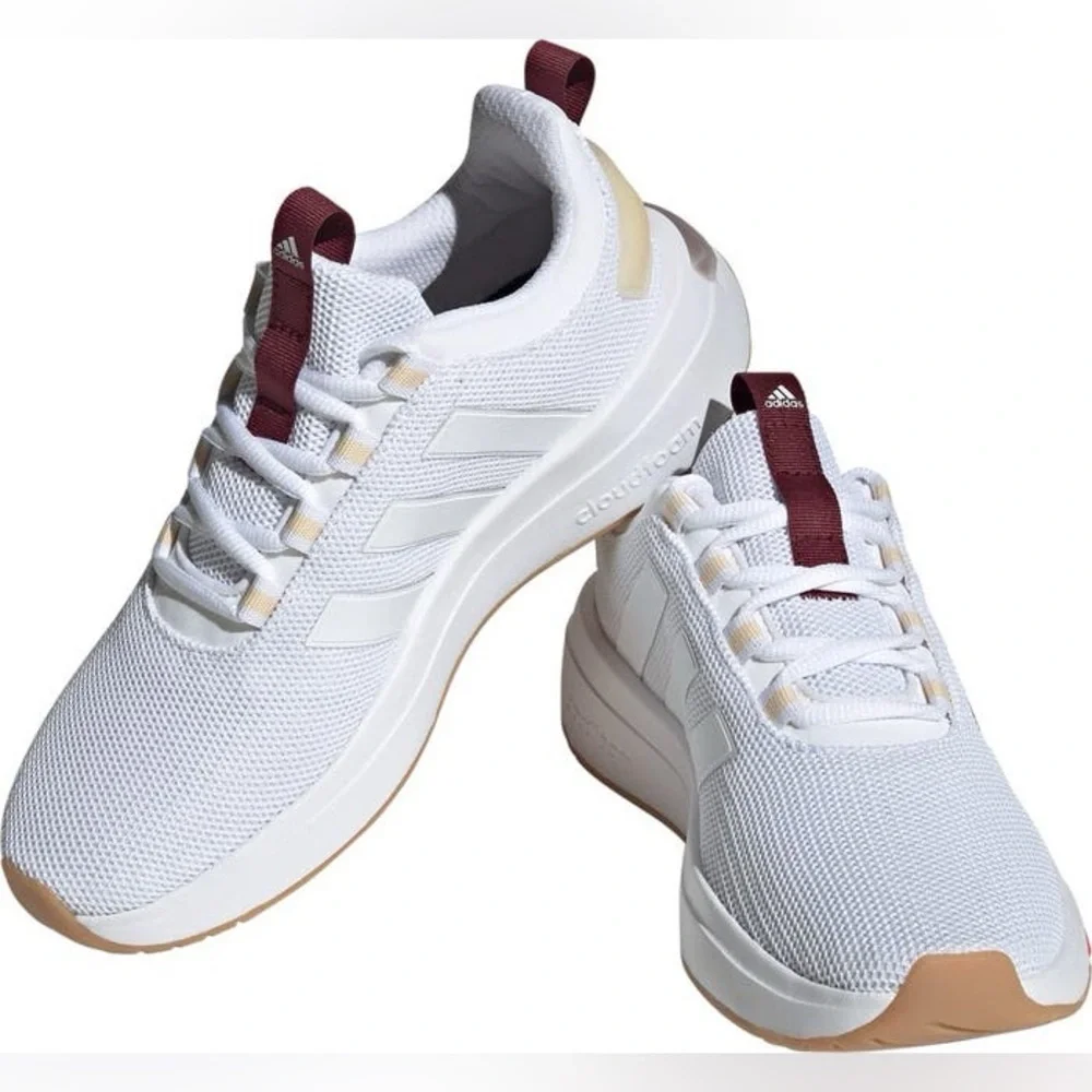 adidas Racer TR23 Running Sneaker - White Burgundy, Size 6 EUC